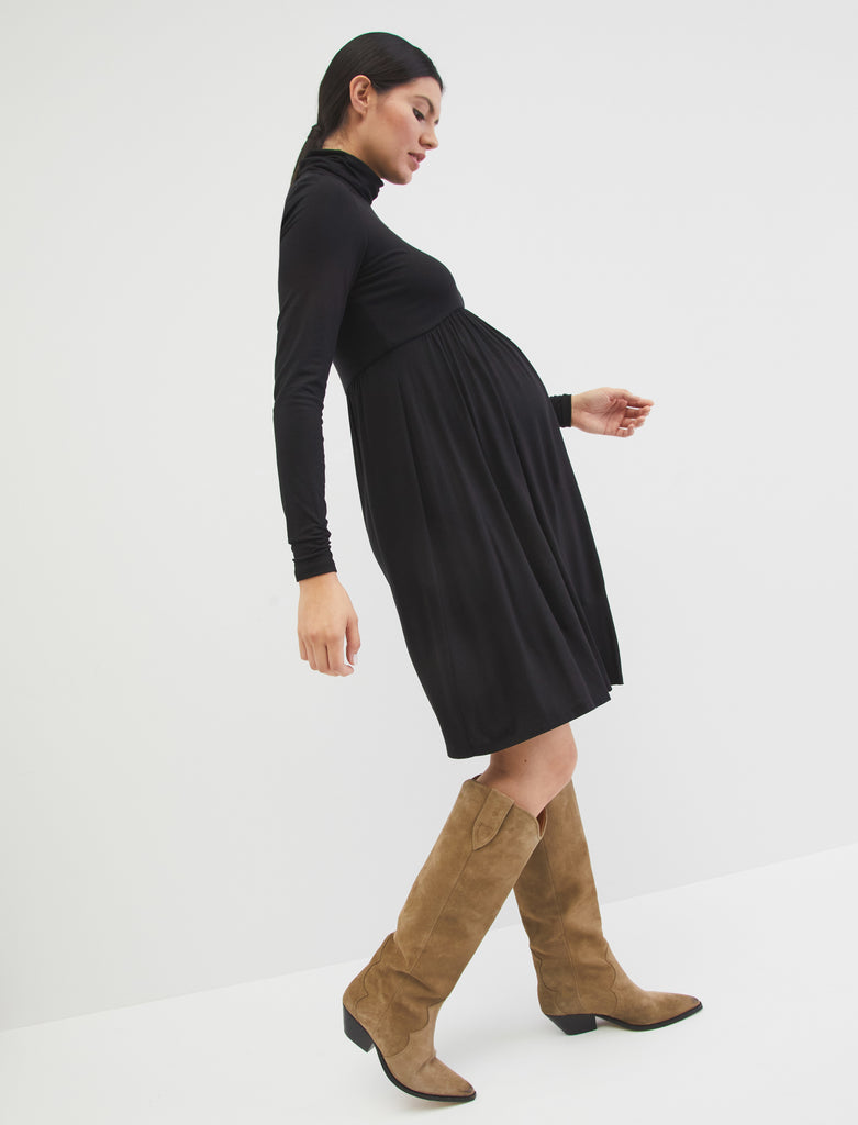 Fit and Flare Turtleneck Maternity ...